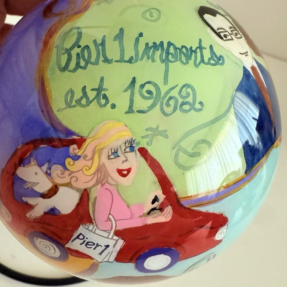 Pier 1 Imports 50 Years Christmas Glass Ornament 2012 Li Bien Hand Painted